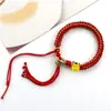 Pulsera Thangka Estilo Tíbet con Cinco Deidades de la Riqueza, Pulsera Tejida a Mano con Tara Verde y Cinco Santos, Pulsera Caja Gahu