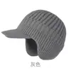 Chapéu de Lã Trançado com Proteção de Ouvido para Travessia de Fronteira para Pessoas de Meia-Idade e Idosos no Inverno, Boina Quente e à Prova de Frio, Chapéu de Lã Engrossado com Pelúcia para Homens