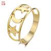 Anillo nuevo de acero de titanio 2020 anillo hueco de estrella y luna estilo callejero hip hop joyería de acero inoxidable en stock venta al por mayor