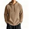 Chamarra con Capucha de Punto de Gofre Estilo Europeo y Americano Nueva para Hombre Color Sólido Holgada Casual Sudadera con Capucha de Manga Larga Sudadera para Hombre