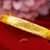Pulsera de Oro Versátil Tradicional con el Carácter 'Felicidad' para Mujer, Elegante Pulsera de Estilo Abierto, Regalo para Mamá, Joyería