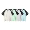 Nueva Camiseta de Manga Corta para Hombre de Verano, Marca Americana de Moda, Holgada, Cremallera de Color Contrastante, Casual, Top de Moda y Versátil