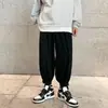 Pantalones anchos estilo americano extragrandes para hombre, pantalones jogger de moda con cordón, pantalones deportivos holgados de talla grande