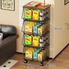 Estante de Almacenamiento para Cocina, Estante Móvil de Varias Capas para Snacks y Juguetes para Sala de Estar, Canasta para Encimera para Frutas, Verduras y Condimentos