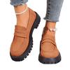 Zapatos Mocasines de Cuero para Mujer Talla Grande Primavera 2025 Cómodos Casuales Mate Estilo Británico Tacón Grueso Suela Gruesa Slip-On Retro
