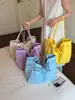 Bolso de Lona para Mujer Versátil de un Solo Hombro con Estampado de Letras de Gran Capacidad para Primavera/Verano Bolso de Compras Casual Simple
