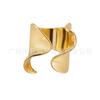 Anillo de latón chapado en oro de 18 quilates con diseño original y abertura plisada irregular, estilo punk y personalidad R224174