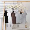 Camisola sexy de encaje de algodón puro con copas fijas incorporadas, cubre los lados del busto, moderna y se puede usar por fuera, con tirantes finos