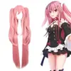 Seraph of the End Peluca Cosplay Krul Tepes Doble Cola de Caballo Dividida Cabello Falso Rosa