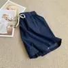 Shorts Jeans Azul Escuro com Cordão para Mulheres, Verão Cintura Alta Emagrecedor Esportivo Casual Hot Pants, Shorts Azul Lavado para Mulheres