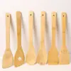 Espátula de cocina antiadherente de bambú del fabricante, sin pintura, sin cera, espátula de madera para el hogar con mango largo, espátula de bambú para olla, cuchara para arroz