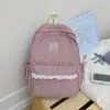 Mochila Cuadros Finos Azul Claro Estilo Curativo Sal Marina, Ambiente Coreano Suave y Dulce, Mochila Pequeña para Salidas de Novias