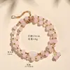 Pulseira de Cristal com Contas Amarelas Torre de Cristal Feminina Doce Fresca Morango Cristal Rosa Cristal Pulseira Joia para Amigas Namorada Presente
