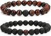 Amazon Europa y América Venta Caliente Transfronteriza Piedra Natural 8mm Pulsera para Pareja para Hombre y Mujer Juego Pulsera Ojo de Tigre Turquesa Joyería