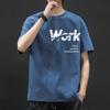 Camiseta de Manga Curta para Homem Verão 2024 Camiseta Masculina de Gola Redonda com Caimento Solto Estilo Coreano Camiseta de Manga Meia com Listras Internas e Caimento Solto