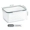 Cesta de Drenagem de Camada Dupla Crisper Doméstico Grande Capacidade Armazenamento de Cozinha Geladeira Freezer Caixa Selada Cesta de Drenagem Crisper