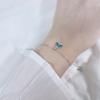 Pulsera de Plata Esterlina S925 Azul Cola de Pez para Mujer Fantasía Creativa Fresca Estudiante Joyería de Mano Regalo de San Valentín