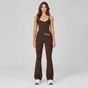 Cross-Border High-Waisted Sports Suit for Women, Color-Blocked Backless Tight-Fitting Yoga Flared Pants Set, Fitness Yoga Outfit