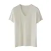 Japón Asahi Kasei Bemberg Cupro Seda Lenzing Lyocell Fresca y Elástica Versátil Camiseta de Cuello en V para Mujer/tb8931