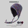Sombrero de Circunferencia de Cabeza Grande, Sombrero de Lana Tejido para Mujer de Otoño e Invierno, Moderno, Adelgazante de Rostro, Versátil Sombrero de Poliéster, Sombrero Cálido para el Frío que Protege los Oídos