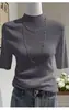 Outono e Inverno Novo Estilo Design de Gola Alta Senso de Design Manga Média Blusa Moda Temperamento Elegante Slim-Fit Suéter Camada Base Malha Roupas Femininas