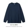 Ropa Básica y Simple para Hombre Cai Xiang Dao, Camiseta de Manga Larga para Hombre de Color Sólido con Cuello Redondo de Peso Pesado 300g de Corte Holgado, Camiseta Base de Corte Holgado
