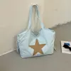 2026 Nueva Bolsa Casual de Lona con Estrellas para Mujer, Gran Capacidad, Versátil Bolso de Hombro, Sensación Relajada, Bolso de Mano para Viajes