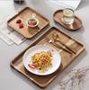 Plato de Madera para Sushi y Postre Estilo Japonés Bandeja de Madera Maciza Plato Cuadrado de Madera de Acacia Plato para Desayuno Plato de Madera Rectangular Plato para Fruta Seca