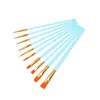 Set Transfronterizo de 10 Pinceles de Plástico con Mango de Nylon y Cerdas de Nylon para Acuarela y Óleo para Exámenes de Arte y Pintura