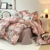 Novo conjunto de cama de 4 peças de algodão 100% grau A, estampado digitalmente, escovado, para uso doméstico, algodão puro macio e espesso