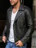 Comercio exterior al por mayor otoño e invierno nueva chaqueta de cuero para hombre, estilo biker, cuello de solapa, talla grande, abrigo corto con cremallera, chaqueta de hombre de moda