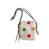 Moda Popular Famosa en Internet Peluche Arcoíris Puntos Lindos Bolso Pequeño Rosa Bolso de Hombro Cruzado Bolso Portátil de Almacenamiento para Compras