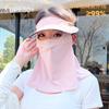 Sombrero con Protección Solar, Máscara, Protección para el Cuello, Visera de Sombrero de Goma Negra Integrada, Máscara Facial Larga, Protección UV para Mujer, Protección para el Cuello, Gini Facial