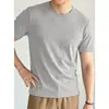 Camiseta de seda de modal tipo hielo para hombre, de manga corta, fresca y de secado rápido, simple y versátil, top de color liso, camiseta antibacteriana