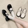 Zapatos Mary Jane de cuero estilo francés vintage con suela gruesa para mujer, otoño 2024, nuevos zapatos de moda de una sola capa con doble hebilla y boca baja.