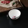 Cerámica de bajo vidriado, estilo vintage, porcelana nostálgica azul y blanca, cuenco con forma de gallo, cuenco para arroz, plato, plato hondo, plato de servir, juego de cuchara y cubiertos