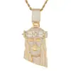 Colar Pingente Cruzado Europeu e Americano Hip-hop Full Diamond Esquadro Cabeça de Zircônia Joia de Personalidade de Alto Padrão Pingente Masculino
