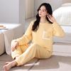 Pijama Feminino Primavera e Outono Algodão Espessado Manga Longa Outono e Inverno Algodão Quente de Inverno Sanduíche de Ar Roupas de Casa conjunto
