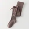 Medias Infantiles Estilo Primavera y Otoño Calcetines de Princesa Ropa Exterior Versátil Algodón Raya Vertical Lazo para Niñas Pantalones Base al por Mayor