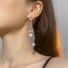 Brincos de borla longa com gradiente super flash, moda transfronteiriça europeia e americana, brincos de orelha elegantes de alta qualidade para mulheres