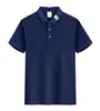 Polo de negocios con cuello en H de algodón seda helada 190g verano simple moda color liso top manga corta solapa camisa polo estampado