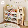 Estantería de juguete de madera maciza transfronteriza Estantería de almacenamiento de juguetes para jardín de infancia Montessori Estantería de libros para niños multicapa Organizador de juguetes