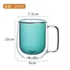 Venta al por mayor del fabricante Taza de café de vidrio de doble capa Taza de vidrio moderna y simple Resistente a altas temperaturas Taza de café de vidrio de doble capa de color