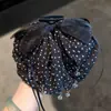 Acessório de cabelo minimalista e único com laço de bolinhas de seda para rabo de cavalo alto, presilha de garra antiderrapante, estilo coreano de alta qualidade para mulheres