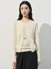 Tejido de punto de seda de primavera de manga larga cuidadosamente seleccionado para mujer, top de seda para mujer, cárdigan jacquard holgado para usar en capas