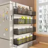 Estante lateral de almacenamiento para estante de refrigerador de cocina, soporte multifuncional de múltiples capas para condimentos y film transparente para uso doméstico montado en la pared