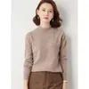 Suéter de cachemira de cuello semi-alto talla grande para mujer, nuevo suéter de cachemira de ajuste holgado para otoño e invierno, camiseta interior de punto de lana talla grande