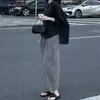 Conjunto de Pantalones de Algodón a Cuadros de Pierna Ancha Talla Grande Ajuste Holgado Adelgazante Finos Casuales Cortos