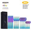 Conjunto de faca, garfo e colher de aço inoxidável Amazon Cross-border, 16 peças, banhado a ouro, preto, caixa de presente, talheres, conjunto de 24 peças