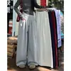 Calças largas de cintura elástica com cordão de outono, novas calças casuais retas de cintura alta para mulheres, soltas, modeladoras, com bom caimento, compridas até o chão